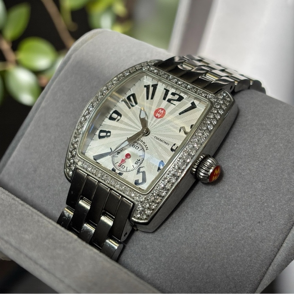 MICHELE Mini Urban Quartz Watch with 0.65ctw Diamond Bezel - Picture 3 of 8